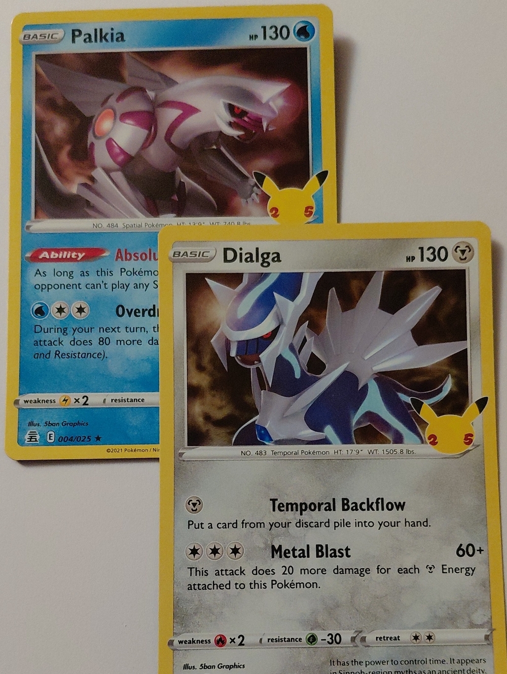 2 Card Lot - Celebrations - Holo Palkia And Dialga - LP